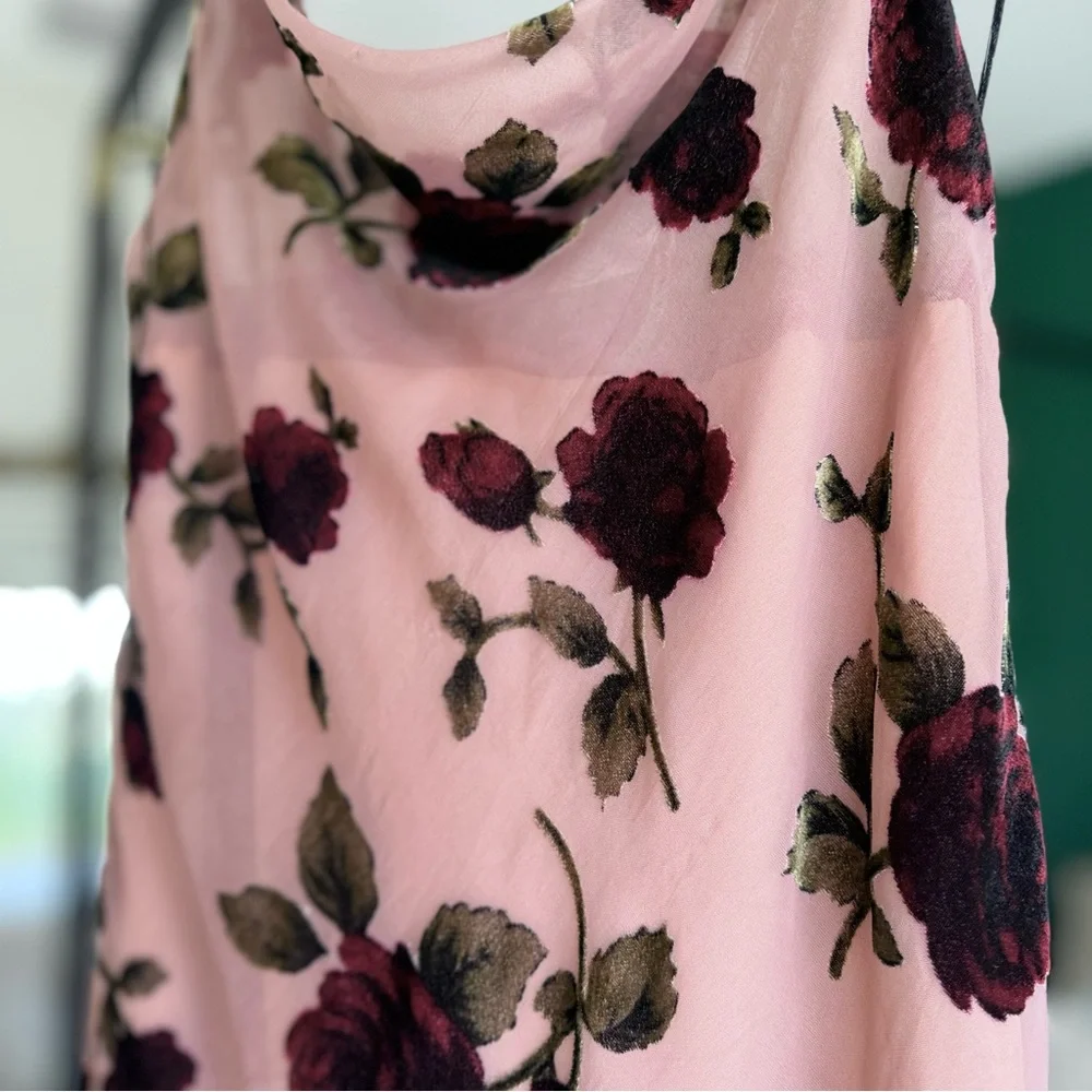 Mauve and Red Floral Burnout Mini Slip Dress | Small - Picture 13 of 13